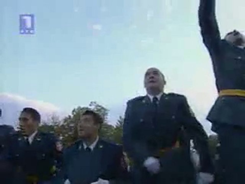 Serbian Army singing anthem in front of Parliament, Belgrade