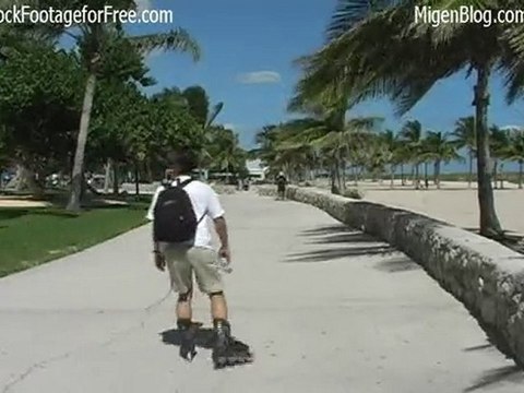 Free Beach Rollerblading Stock Footage