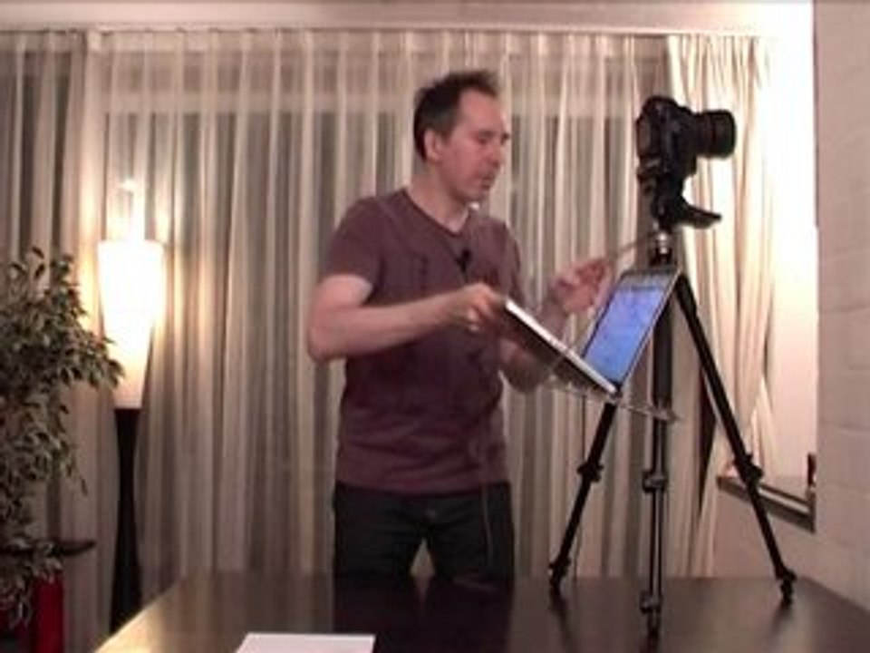 Hang your laptop onto your tripod when shooting tethered