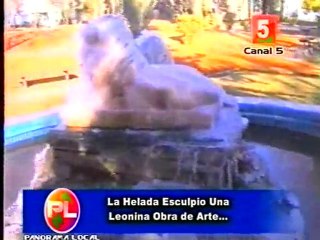 Leones de la Plaza San Martín congelados