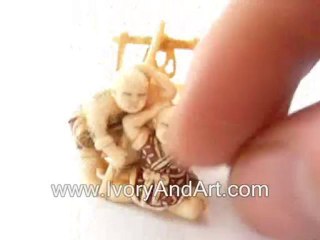 Mammoth Icory Netsuke - Bringing water from the well