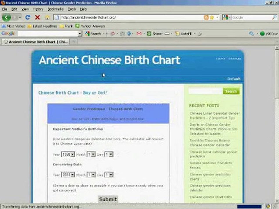 Chinese Birth Chart--How to Predict Baby Gender