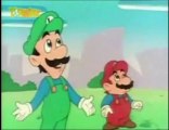 Luigi bites Mario's ear.