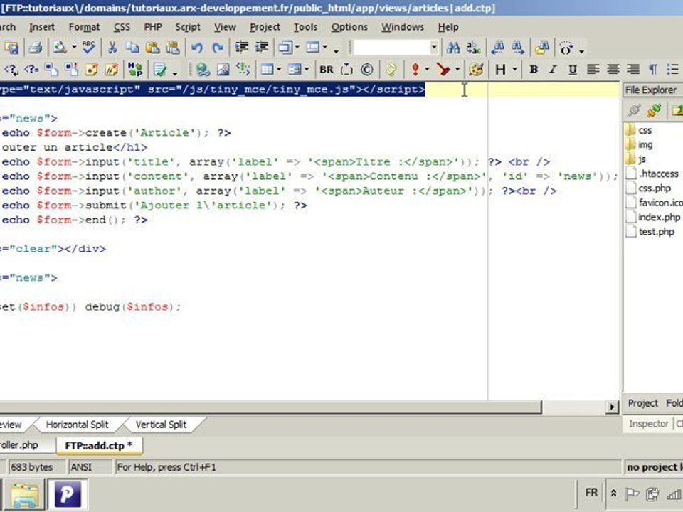 Utilisation de tinyMCE avec CakePHP