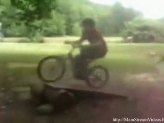 Bicycle Jump Fail Faceslide Across Ramp
