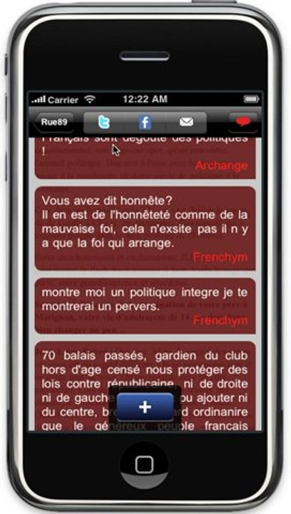 Démonstration de l'appli iPhone de Rue89