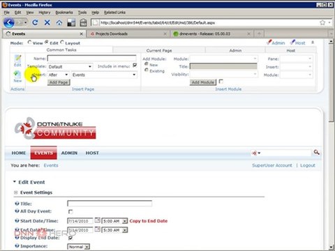 DotNetNuke Tutorial, The Basics of Events Module