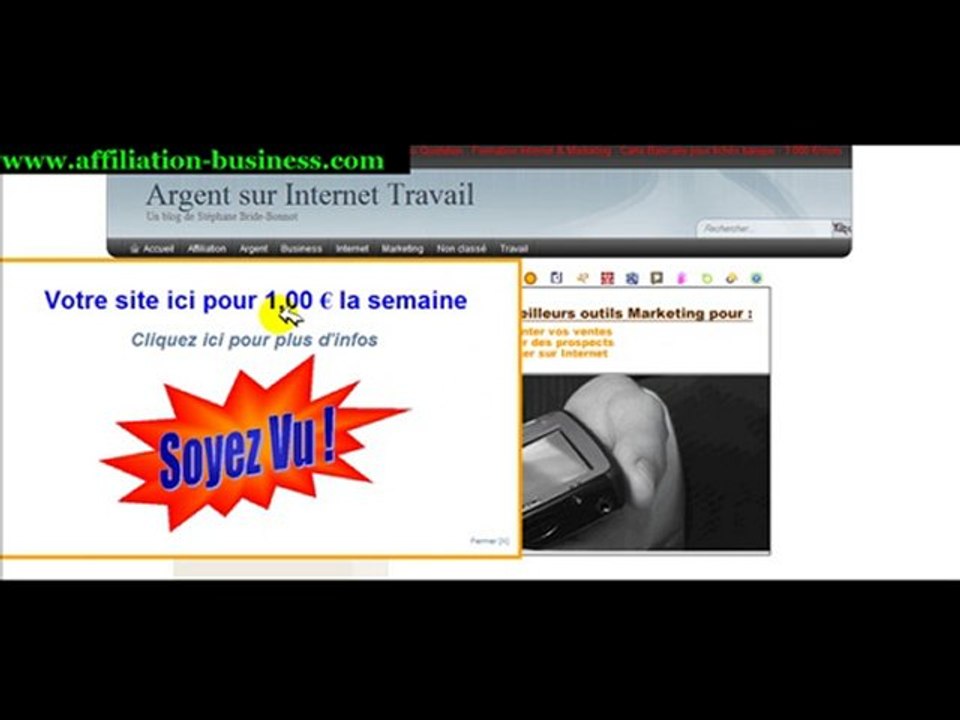 Publicité 1 euro par semaine avec affiliation-business.com