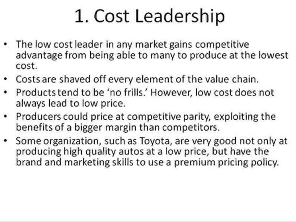 Porters Strategies - Generic  Strategies