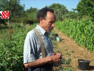 Pierre Rabhi dans son jardin en Ardèche