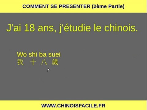 Se présenter en Chinois Mandarin (Partie 2)