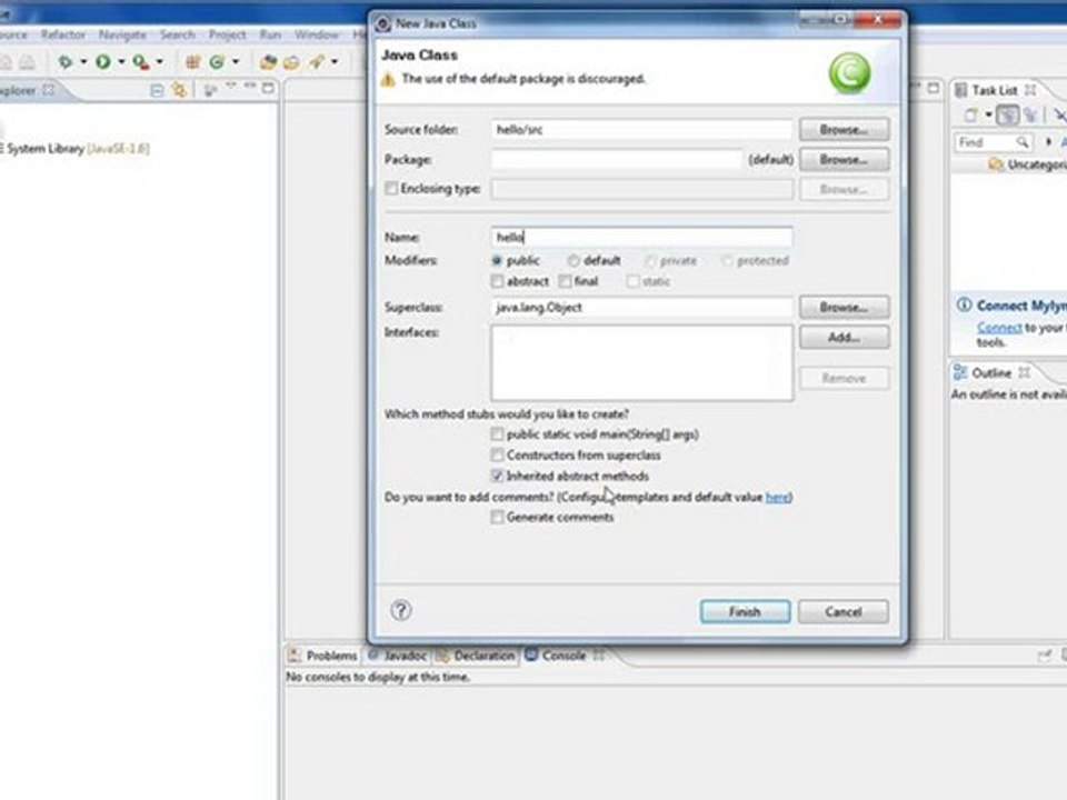 simple Java program using Eclipse and download v 2