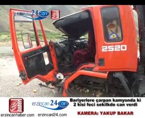 Erzincan - Bariyerlere Çarpan Kamyonda Feci Ölüm