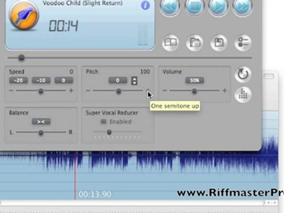 Riffmasterpro pitch change a song and keep the tempo