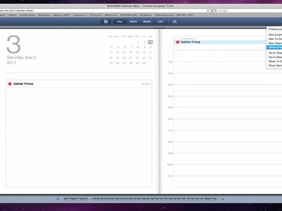 Calendar MobileMe: El calendario del iPad via Web