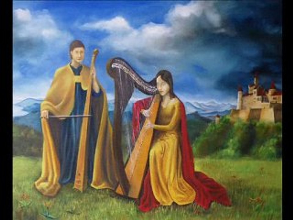 Deux musiciens - peintritecte - Harpe Celtique