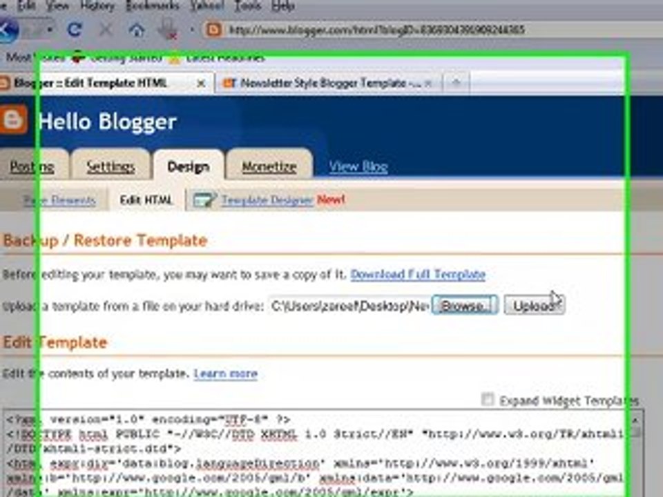 Adding custom templates on your Blogger site