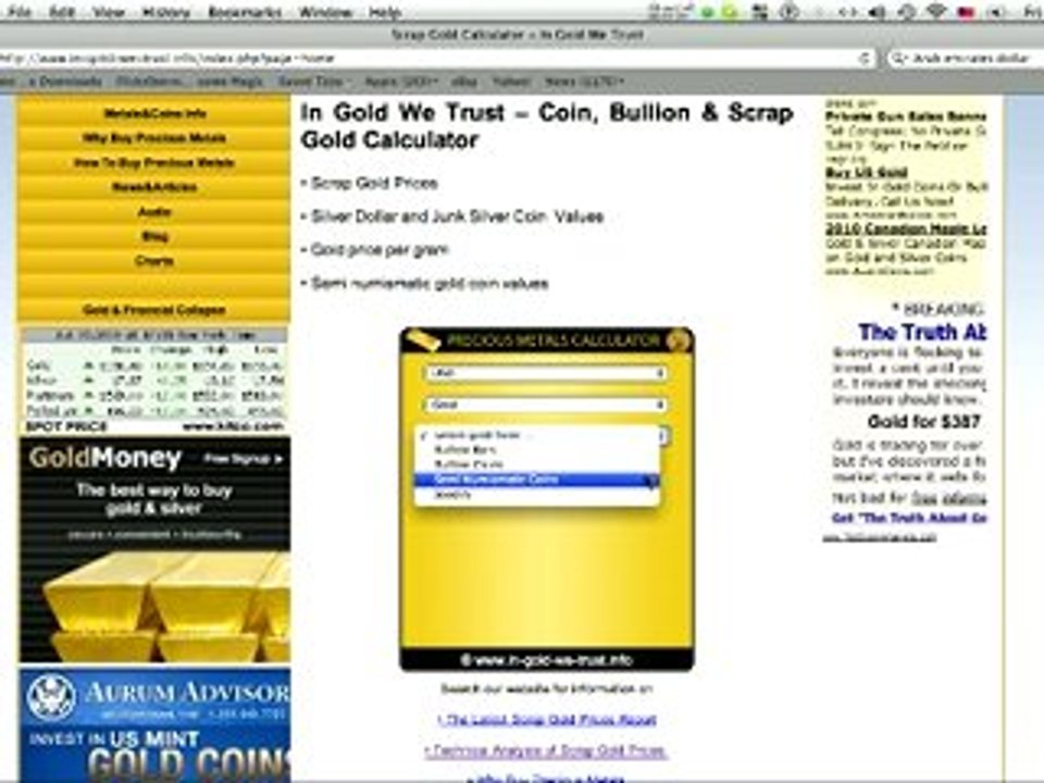 Calculate Semi Numismatics Prices Using Scrap Gold ...