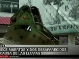 Trece muertos y 2 desaparecidos por lluvias en China