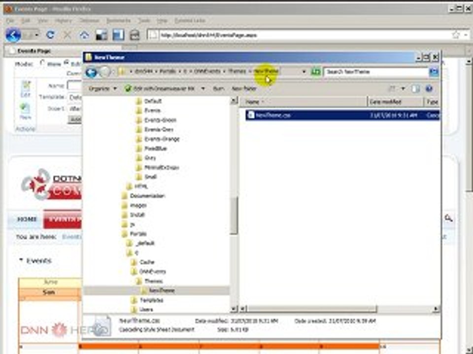 DotNetNuke Tutorial, Changing the style of the Events Module