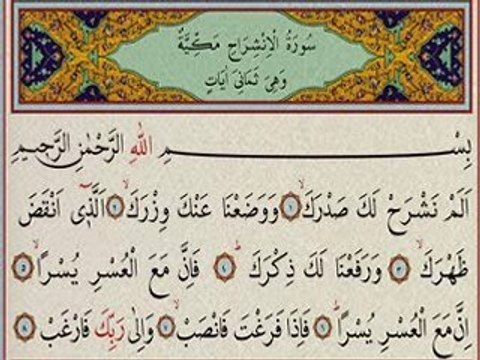 KURAN I HAKİM İN AÇIKLAMALI MEALİ İNŞİRAH SURESİ