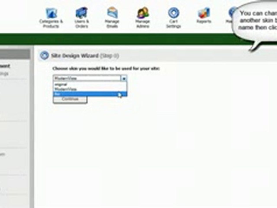 Shopping Cart software :Pinnacle Cart: update active skin