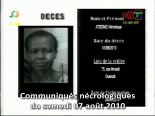 Communiqués nécrologiques du 07-08-10