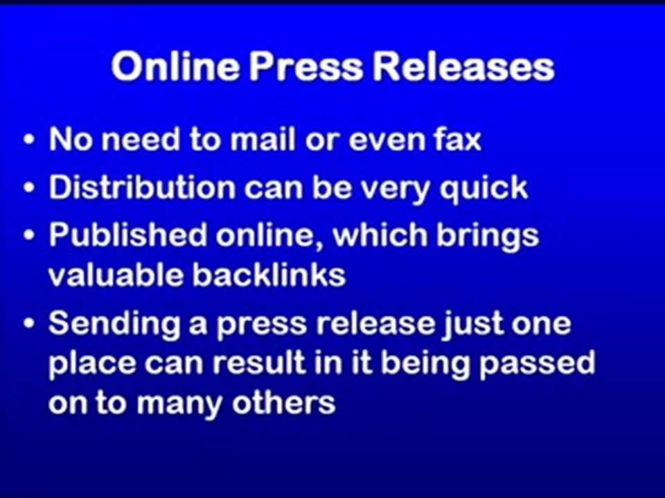 Video 10 - Local Internet Marketing With Press Releases