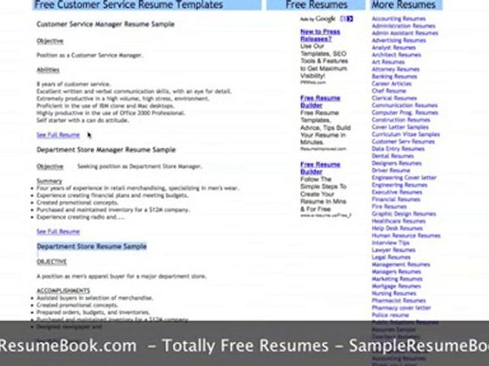 Free Resume Samples - Watch Now!