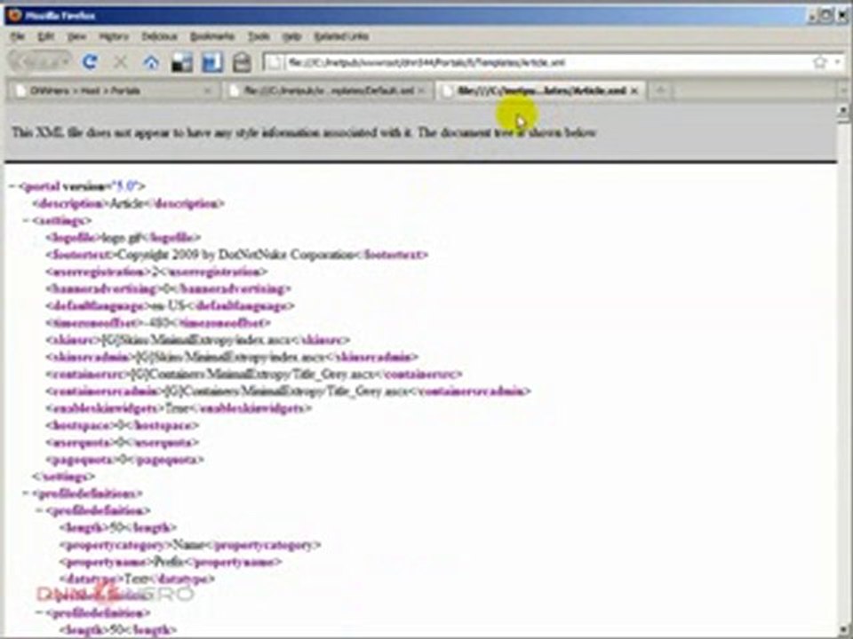 DotNetNuke Tutorial, How to create a Page Template part 2/2