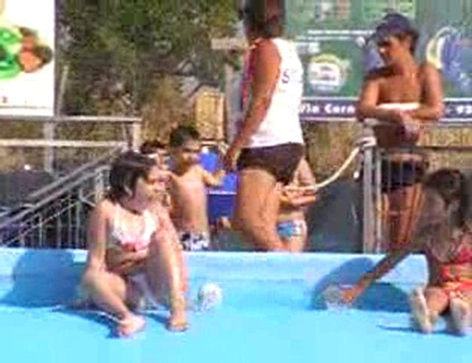 waiting at the water slide