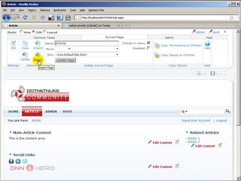 DotNetNuke Tutorial, How to create a Page Template, 2nd shot