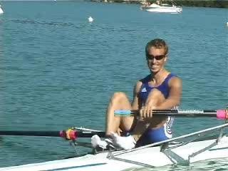 Fabrice Moreau fait du skiff