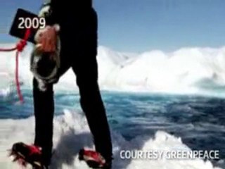Ice broken off one of Greenland's two main glaciers
