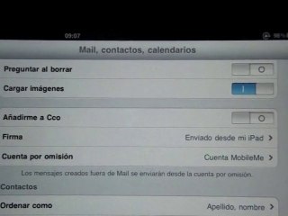 Predeterminar una cuenta de Correo en el iPad