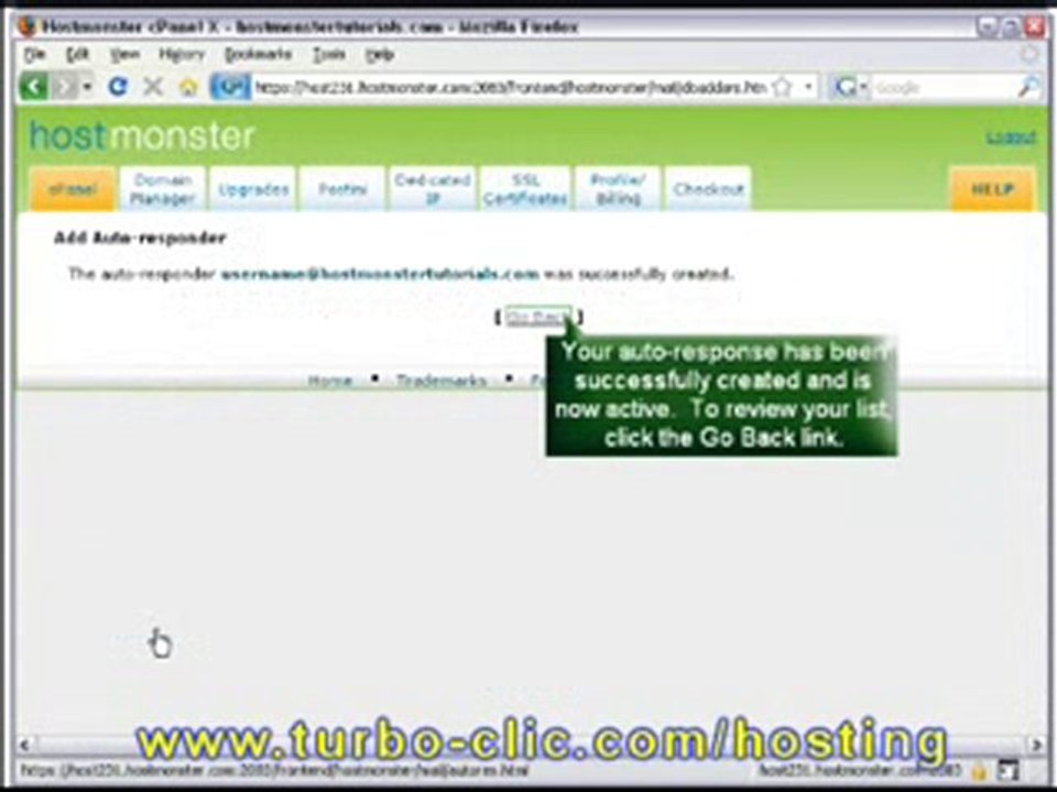 cPanel - Create an Autoresponder