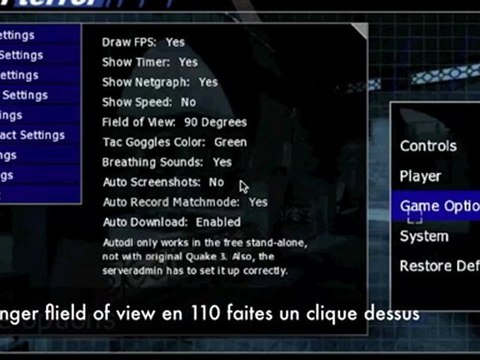 Mettre l'angle à 110 degrés sous Urban Terror