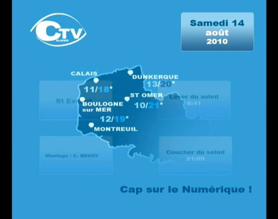 Calaisis TV : Météo du samedi 14 août 2010