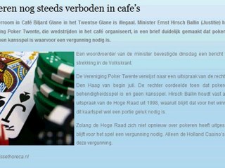 Pokeren nog steeds verboden in cafe's