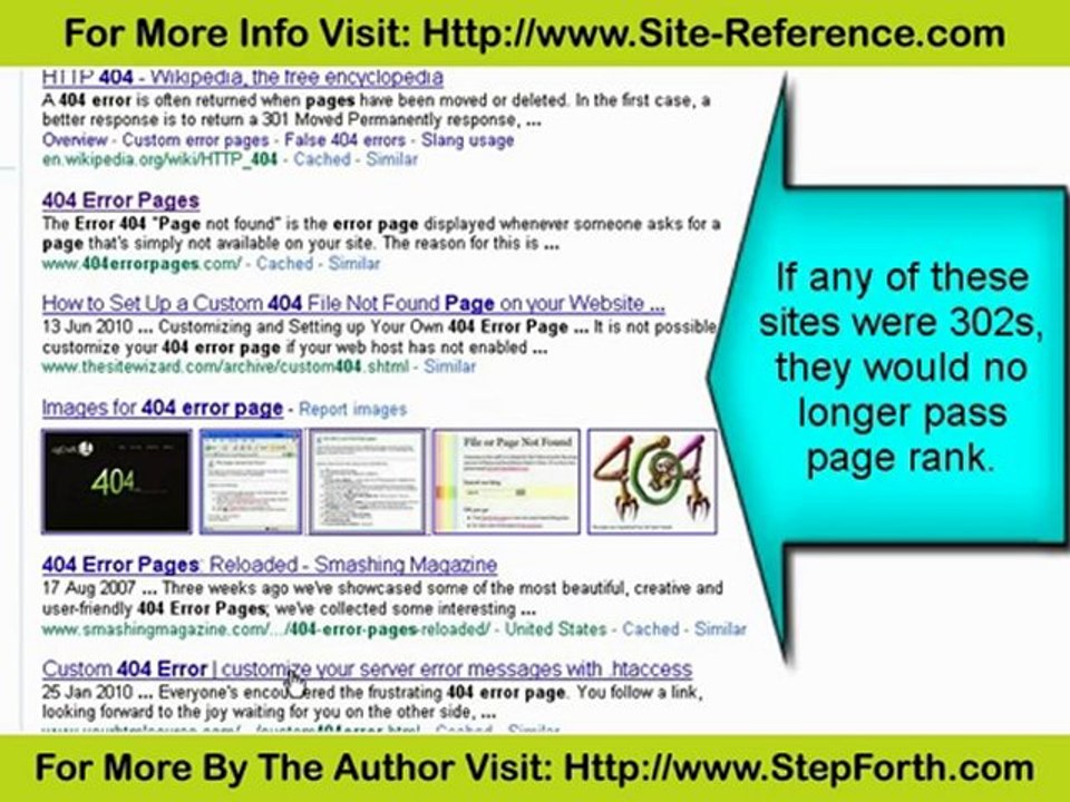 Using a 302 Redirect & not a 404 Error is bad