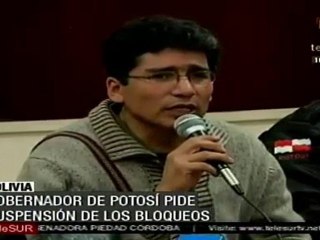 Gobernador de Potosí pide suspensión de bloqueos