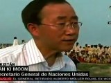 Ban Ki Moon visitó damnificados en Pakistán