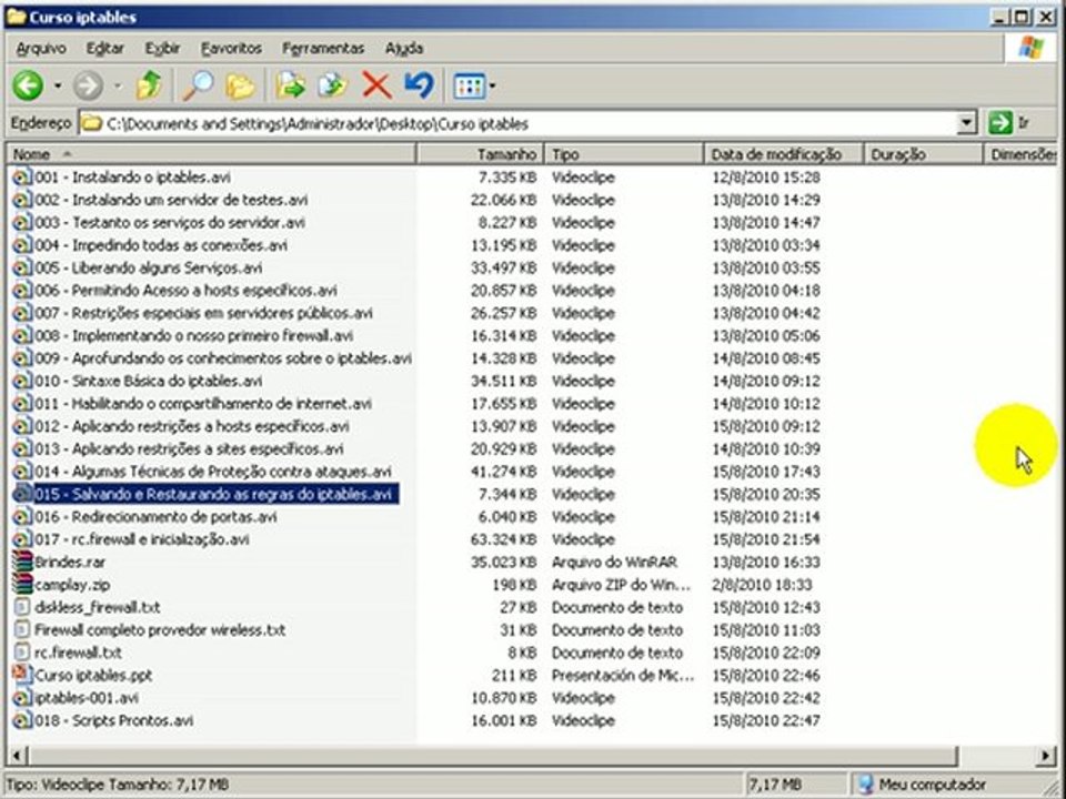 Video Tutorial iptables firewall com 1:49:00 de duração