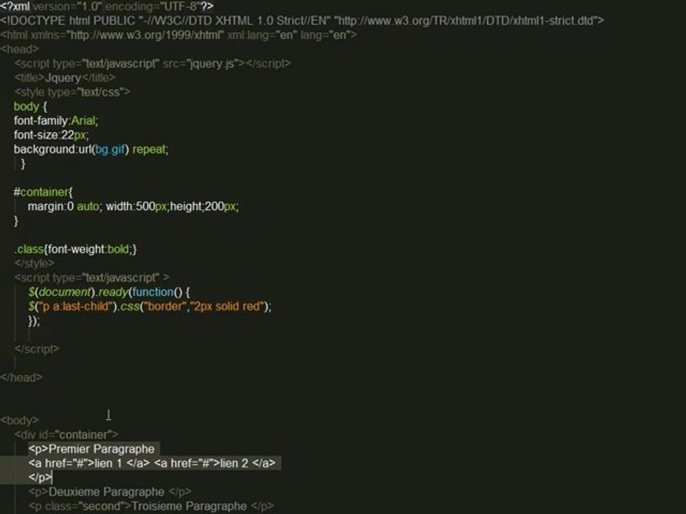 Tutoriel JQUERY : Les selecteurs - chapitre 1