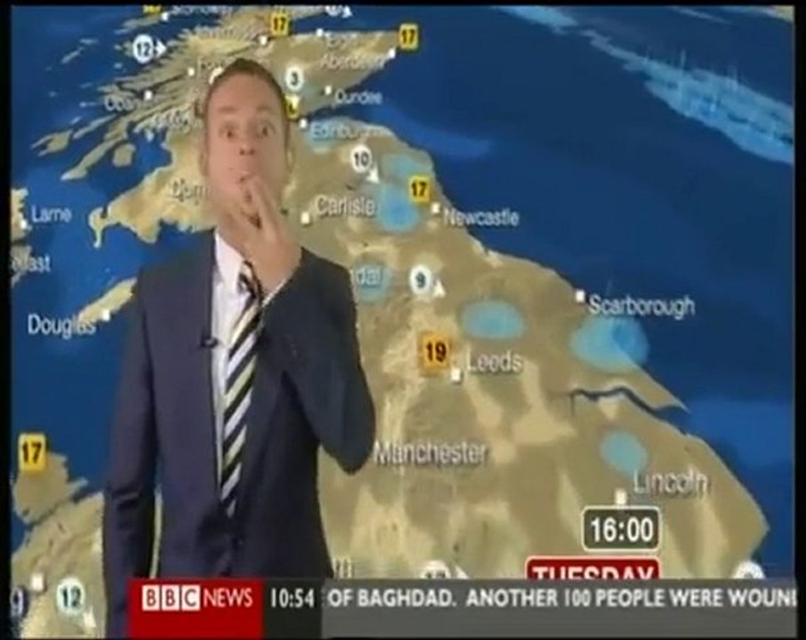 Weather man gives everyone the finger