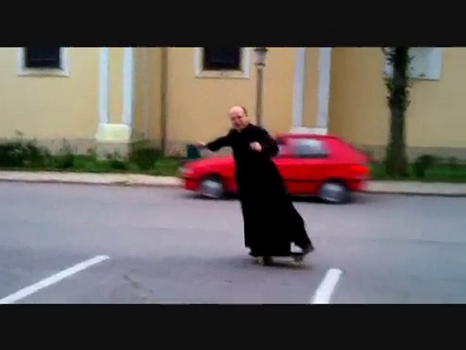 Cool Priest Teaches Skateboarding