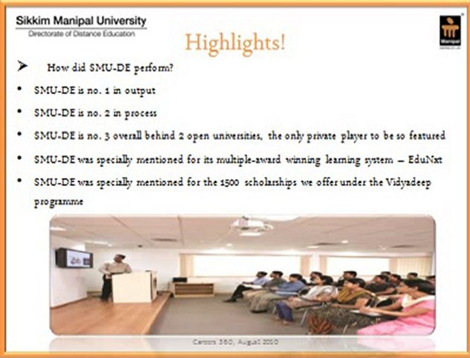 Sikkim Manipal University-Distance Education Ranked Best Dis