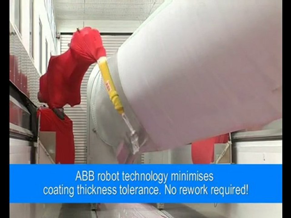 ABB Industrial Robots painting wind turbine rotor blades