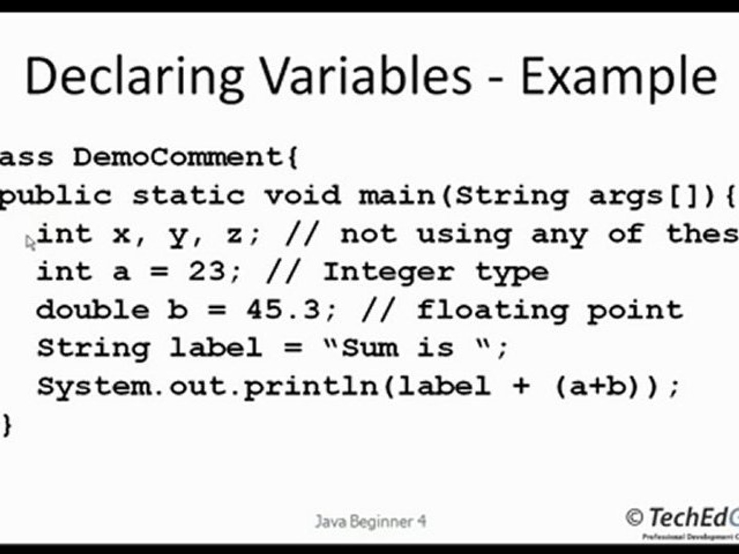 Java Beginner 4 - Variables, Data types, Assignment
