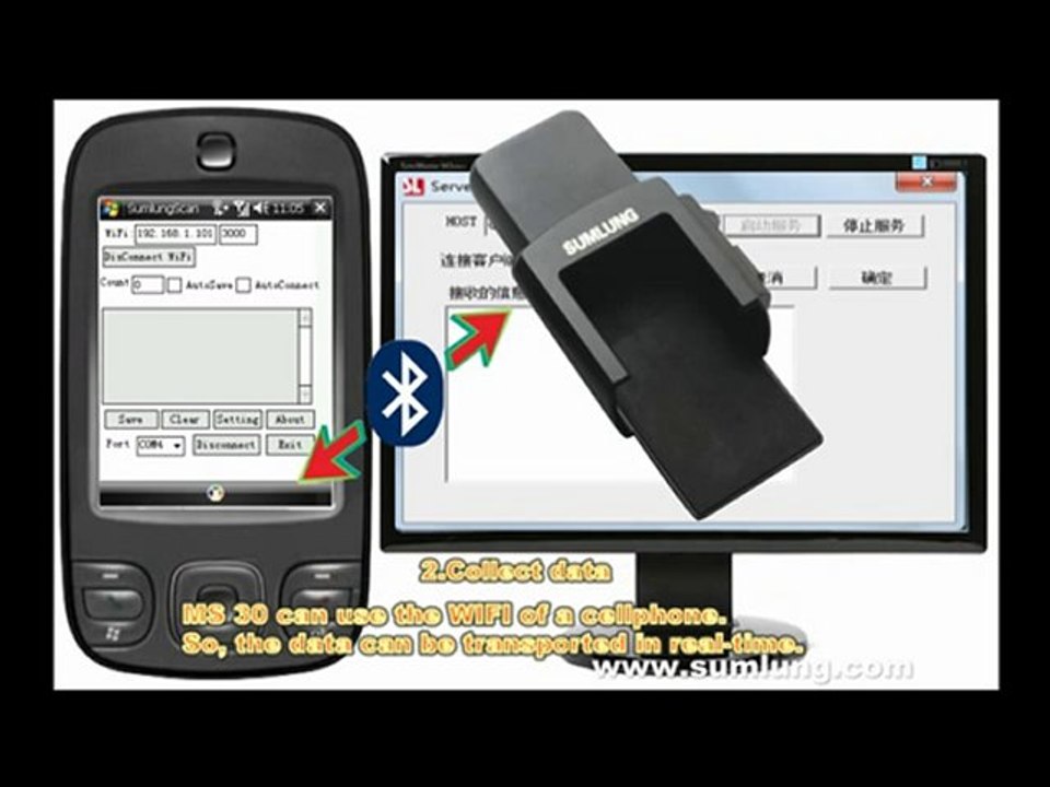 Portable barcode scanner transfer barcode data via wifi